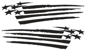 set of 2 American Flag ripped Vinyl Decals Truck, Motorcycle Tank, Car Decals - Picture 1 of 2