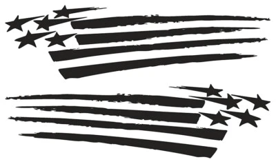 set of 2 American Flag ripped Vinyl Decals Truck, Motorcycle Tank, Car Decals Foto 1 de 2