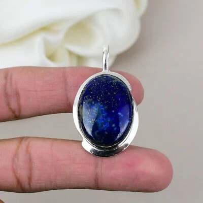 Genuine Lapis Lazuli Gemstone 925 Sterling Silver Top Quality Pendant Jewelry - Image 1 of 4