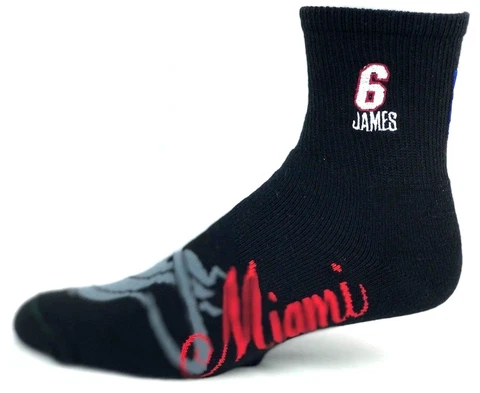 Miami Heat LeBron James Black Quarter Socks Cover