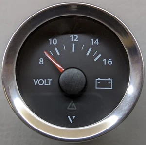 *NEW* VDO-Veratron Voltmeter Gauge 8v-16v Black Dial w/Stainless Steel Bezel - Picture 1 of 1