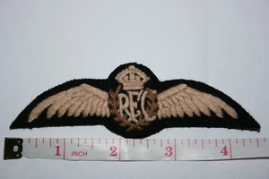 BRITISH CANADIAN ROYAL FLYING CORPS COTTON EMBROIDERED PILOT'S WING #6 COPY - Picture 1 of 1