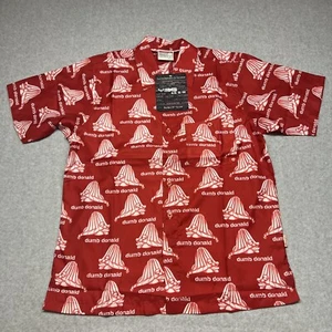 NWT Platinum FUBU Mens Shirt Button Up Red White Dumb Donald AOP Y2K Medium - Picture 1 of 10