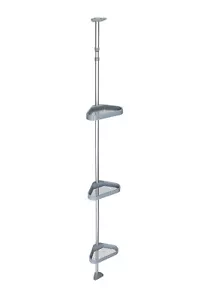 Croydex Telescopic Pole Triple Shower Shelf Basket Caddy Storage, Chrome Grey - Picture 1 of 5
