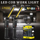 2X Usb Rechargeable Cob Led Work Light Magnetic Flashlight Hand Lamp Inspection