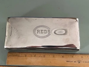 1960s Cincinnati Reds MLB Baseball Team Logo silver cigarette Box owner - Picture 1 of 4