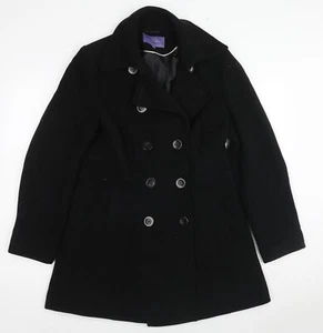 Autonomy Womens Black Pea Coat Size 12 Button - Picture 1 of 10