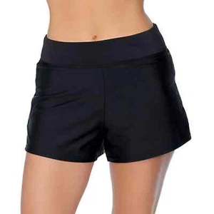 Island Escape Women's Pull-On Swim Shorts Swimwear , Black , 12 - Picture 1 of 3