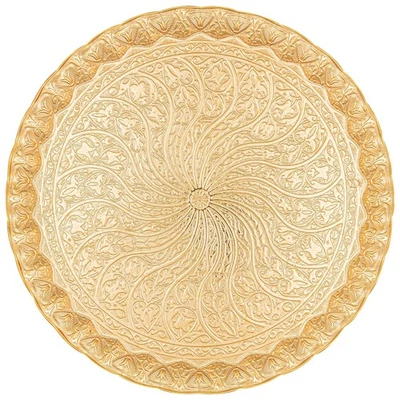 Turkish Ottoman Coffee Tea Serving Tray – 11.8 Inches, Wavy Zamac Tray with T... - Image 1 of 4