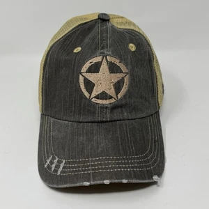 Jeep Willys Iconic Star Logo Snapback Cap Hat Khaki Mesh Distressed - NWOT - Picture 1 of 15