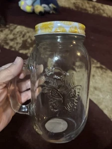 Pioneer Woman ~ 32 Unzen Klarglas Einmachglas ~ Trinkglas ~ Deckel ohne Strohhalm - Bild 1 von 10