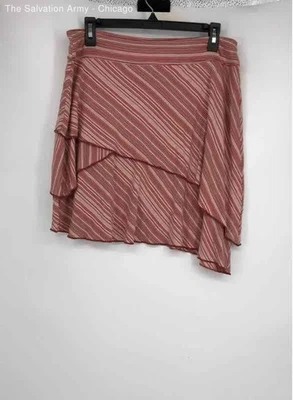 Athleta Womens Red Striped Flat Front Elastic Waist Pull-On A-Line Skirt Size L - Image 1 of 4