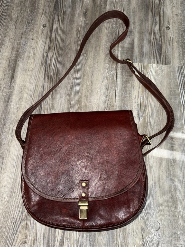 Женские путешествий седло винтажная сумка подлинный красный городской кожаный сумочки через плечо - Изображение 1 из 4
