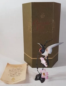 Royal Worcester Ornamental Studio China & Bronze Bird Figurine Boxed Rare 1980s - Picture 1 of 13