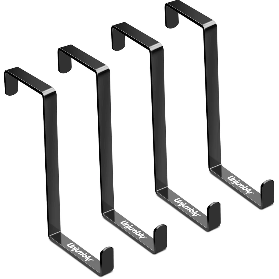 Unjumbly Over The Door Hook- 4 Pack Sturdy Metal 3.34" " x 0.04" Black