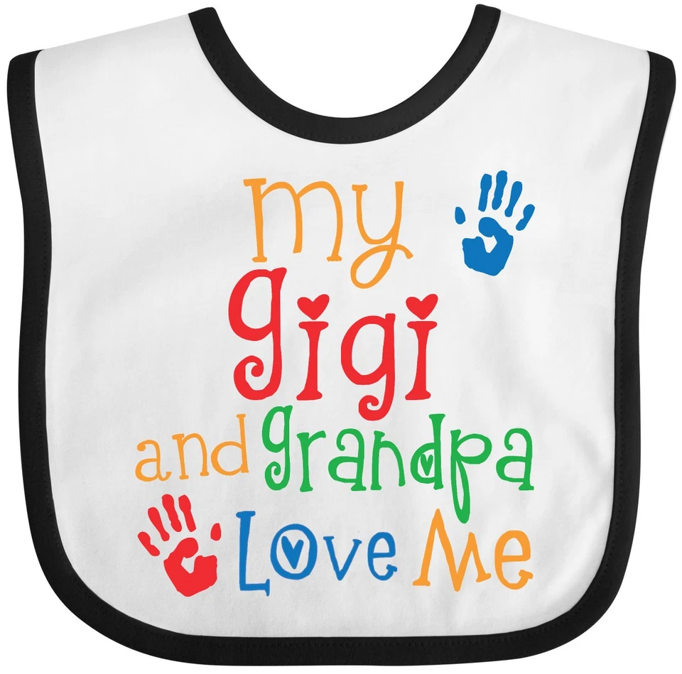 Inktastic My Gigi And Grandpa Love Me Baby Babero Ropa para niños Ropa Niño Niña Foto 1 de 1