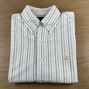 Brooks Brothers Shirt Mens Medium M University Stripe Short Sleeve Button Down - Picture 1 of 7
