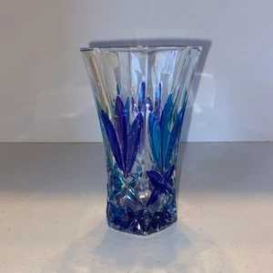 Jarrón de vidrio de Murano púrpura verde azulado con detalles - Imagen 1 de 8