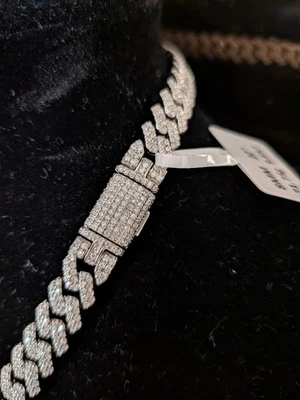 Corrente 8 mm Moissanite Monaco prata esterlina 925 acabamento em platina ródio - Imagem 1 de 3