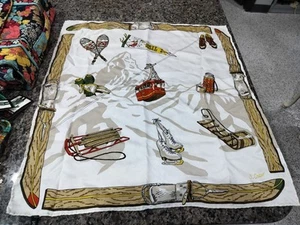 J Crew Vintage Vail Retro Ski Silk Scarf Preppy Gorsuch EUC 24.5" - Picture 1 of 2
