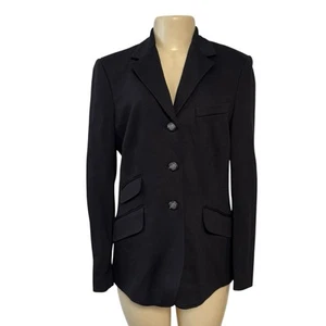 RALPH LAUREN Women's Black 3 Emblem Button Blazer Equestrian Preppy Corpcore 10 - Picture 1 of 17