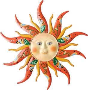 Large Metal Sun Outdoor Decor - 23.6 Inches Sun Face Garden Sculptures & Statues - Picture 1 of 7