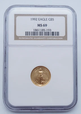 American Gold Eagle 1992 $5 1/10 oz NGC MS 69 - U2432 Foto 1 de 4