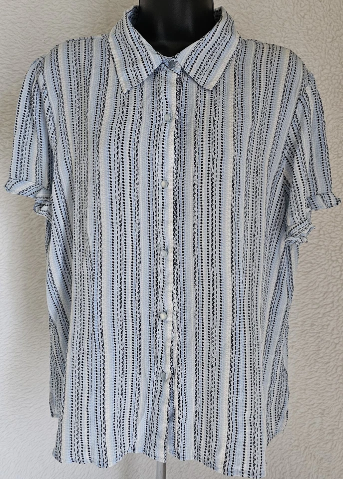 Jaclyn Smith женская рубашка блузка размер XL X большой синий белый в полоску шелк - Изображение 1 из 4