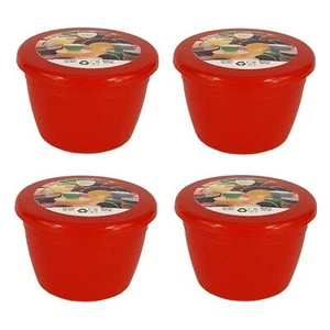 5 Fl Oz Small Pudding Basin And Lid Pillar Box Red 4 Pack 1/4 Pint Plastic Steam - Picture 1 of 5