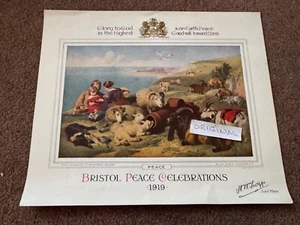 WW1 Bristol Peace Celebrations 1919 Poster Print - Sir Edwin Landseer excellent - Picture 1 of 3