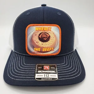 Vintage Where's The Beef Patch aufgenäht NEU Richardson 112 Truckermütze Snapback Cap - Bild 1 von 6