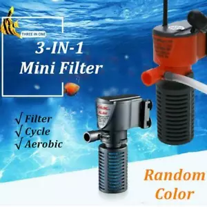 3 in1 Aquarium Filter Submersible Oxygen Internal Fish Air Pump Water Tank - Picture 1 of 12