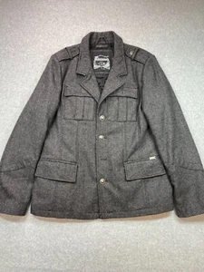 Buckle Coat Large Gray Wool Blend Black Label Jacket Casual Outdoor Distressed - Picture 1 of 17