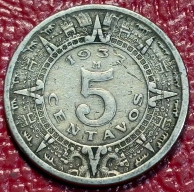 VF/XF DETAILS 1937 MEXICO 8 CENTAVOS-SCRATCHES-ESTADOS UNIDOS MEXICANOS-APR450 - Image 1 of 2