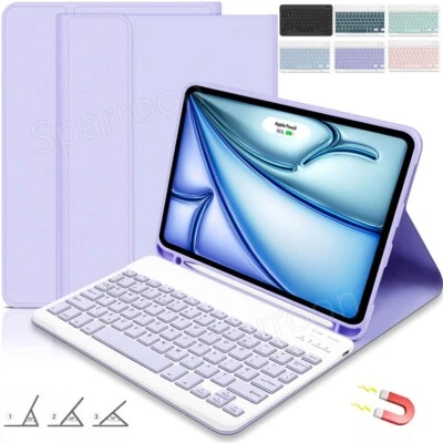 Bluetooth Keyboard Case Cover For iPad 5/6/7/8/9/10th Gen Air 4 5 6 Pro 11 2024 - Image 1 of 4