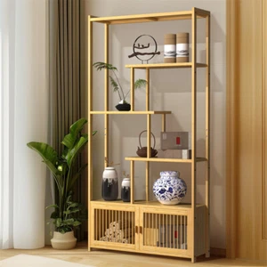 Chinese Style Bamboo Curio Shelves Storage Rack Bookshelf Plant Stand High Low - Picture 1 of 16