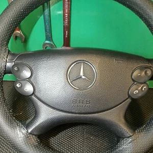 2004-2010 C219 MERCEDES CLS STEERING WHEEL BLACK LEATHER/WOOD A2164603303 PART - Picture 1 of 9