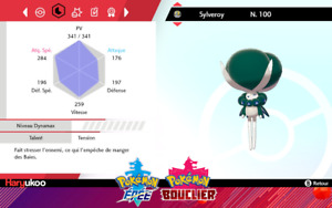 Sylveroy niveau 100 6Ivs @ Masterball sur Pokémon Épée ou Pokémon Bouclier