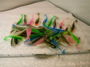 50 Crappie Jigs -50 soft 2 inch baits W/10 - 1/16 th. jig heads- (314) - Picture 1 of 4