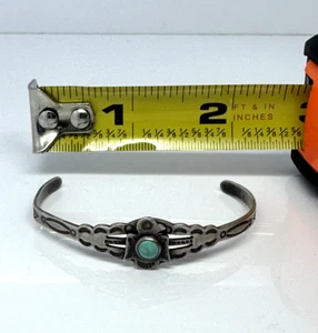 Brazalete turquesa nativa americana tamaño infantil - plata de ley - Imagen 1 de 5
