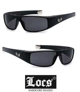 Locs Authentic Men Cholo Motorcycle Biker Shade Sunglasses - Shiny Black LC26 - Picture 1 of 4