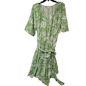 Goodthreads Women's Fluid Twill Wrap Midi Dress Green/White Floral Size XX-Large - Picture 1 of 14