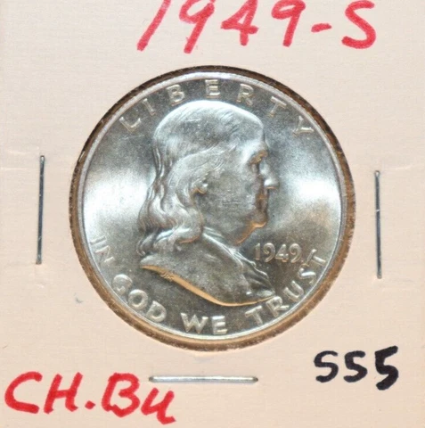 1949 S US Franklin Silver Half Nice Gem Unc Cover