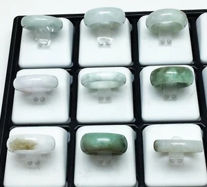 Rare! NATURAL BURMA GREEN & Multi Color "A" JADEITE JADE Ring: Size 8.5 -10 US - Picture 1 of 8