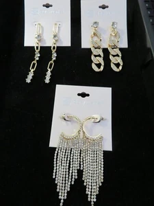 3 PARES DE PENDIENTES COLGANTES DE ORO MARGARITA FUENTES POSTES - Imagen 1 de 4