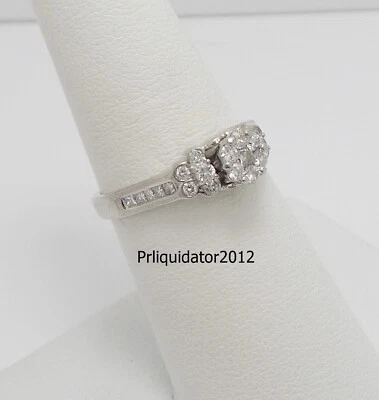 1/2CT Natural Diamond Halo Frame Engagement Wedding Bridal Ring 14K White Gold - Image 1 of 4