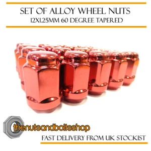 Red Alloy Wheel Nuts (20) 12x1.25 Bolts Tapered For Nissan Bluebird [Mk2] 79-84 - Picture 1 of 1