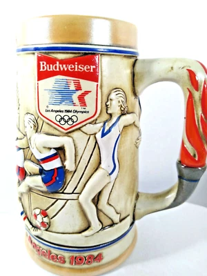 Beer Stein Mug 1984 Los Angeles Olympics Budweiser Anheuser Busch Ceramarte - Image 1 of 4