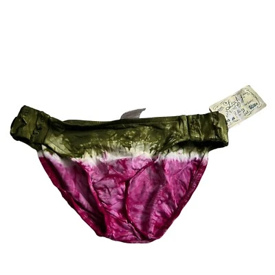 Lucky Brand bikini bottom Small green pink dip tie dye hipster swim swimsuit - Image 1 of 3