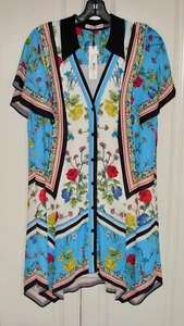 NWT Alice + Olivia sz Medium scarf print handkerchief hem flutter sleeve dress - Picture 1 of 4